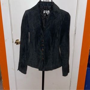 Live A Little Womens S Black Suede Leather Jacket Snap Pockets Lined
